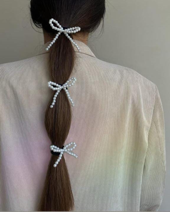 3 pearl Bow hair accessories | bows for girls and women | Korean bows