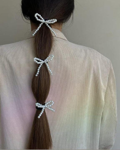 3 pearl Bow hair accessories | bows for girls and women | Korean bows