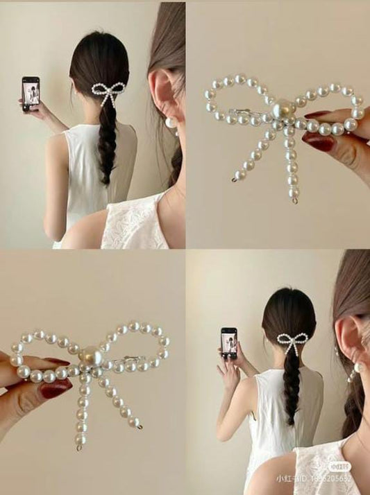 3 pearl Bow hair accessories | bows for girls and women | Korean bows